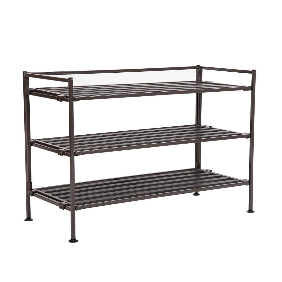 3-Tier Resin Slatted Shoe Rack, Ash Gray – Seville Classics