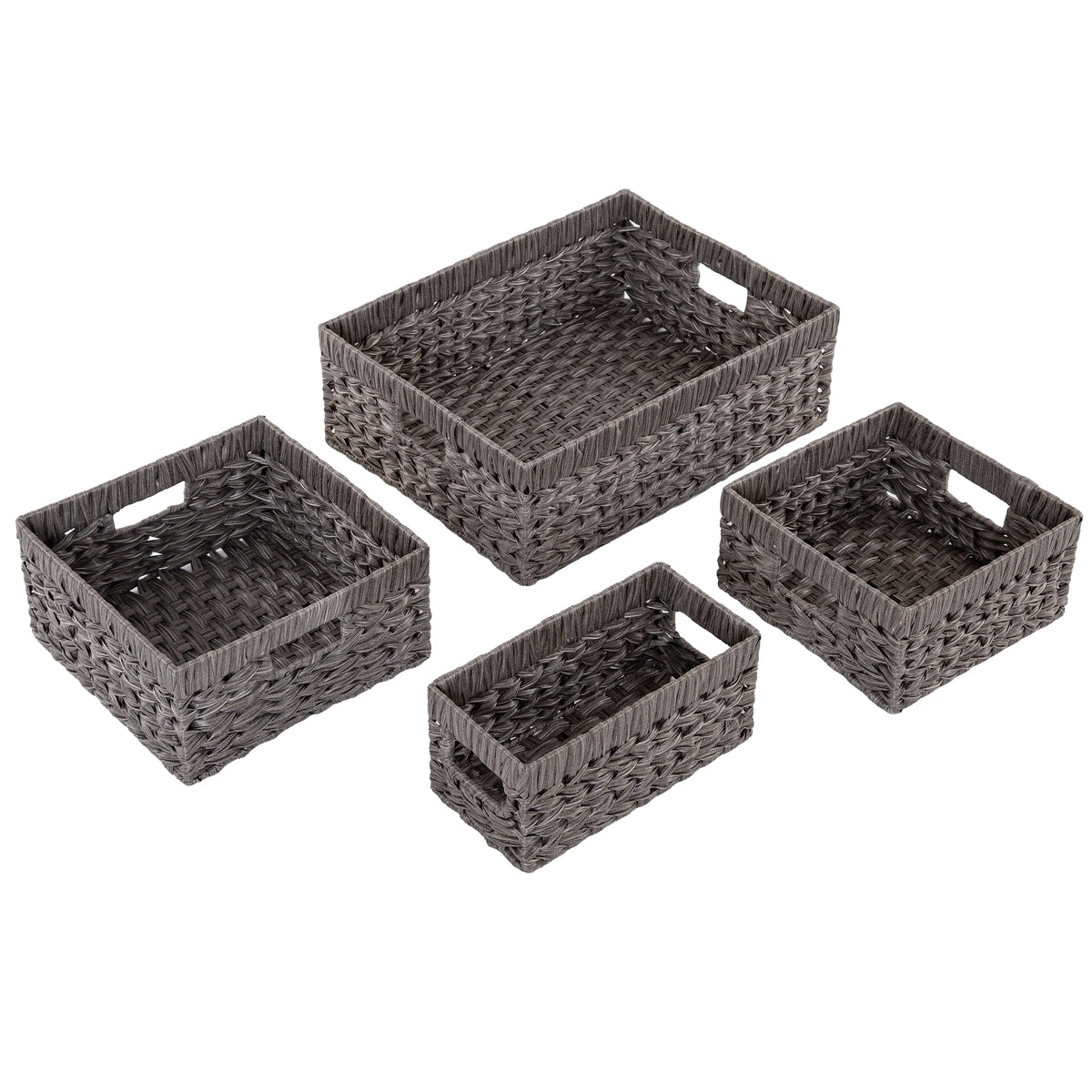 4-Piece Handwoven Modern Grey Storage Basket Set – Seville