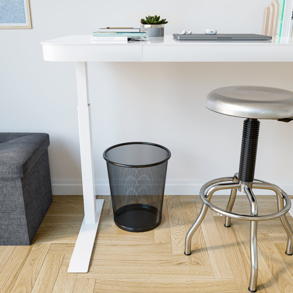 Trash bin under desk