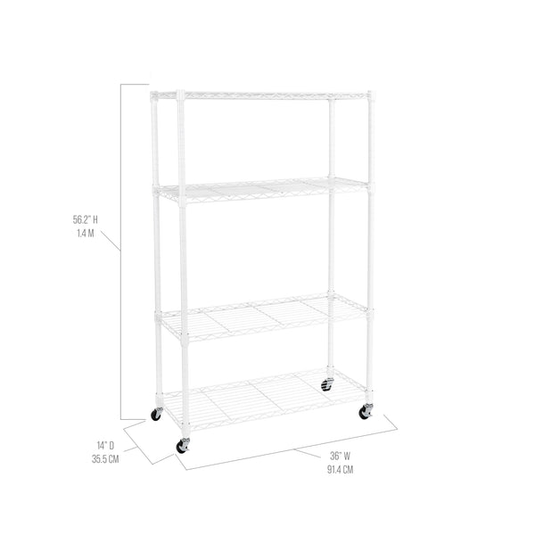 4-Tier NSF Steel Shelving, White