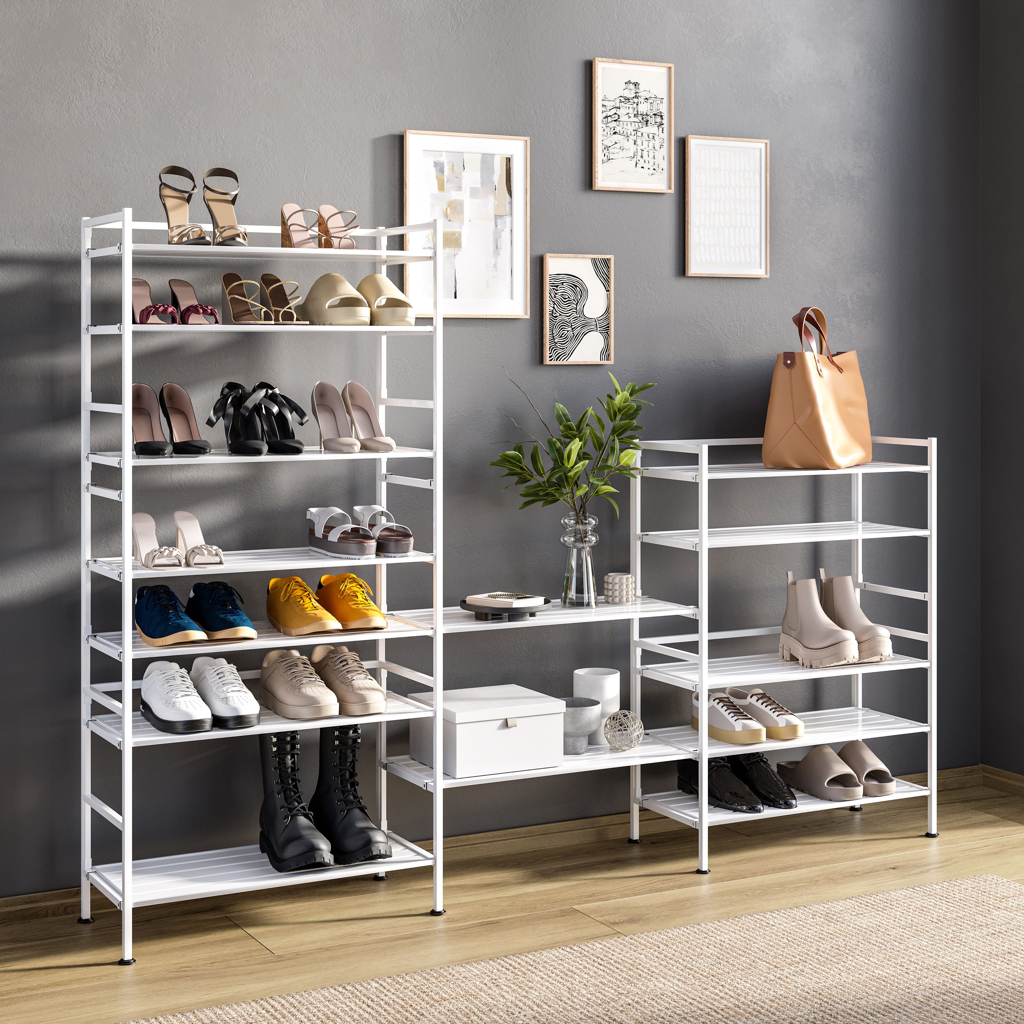 HOME 3 Tiers 2024 Shoe Rack 12-15 Pairs Sturdy Shoe Shelf