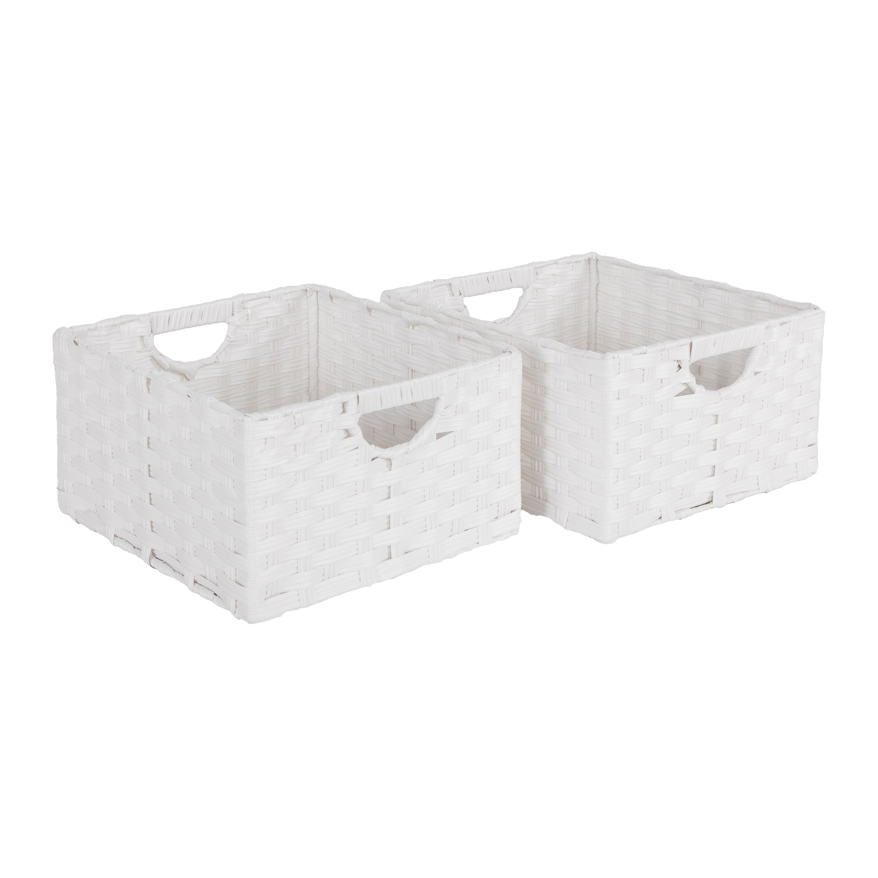 Seville Classics Hand-Woven Hyacinth Storage Cube Basket, Natural - Set of 2