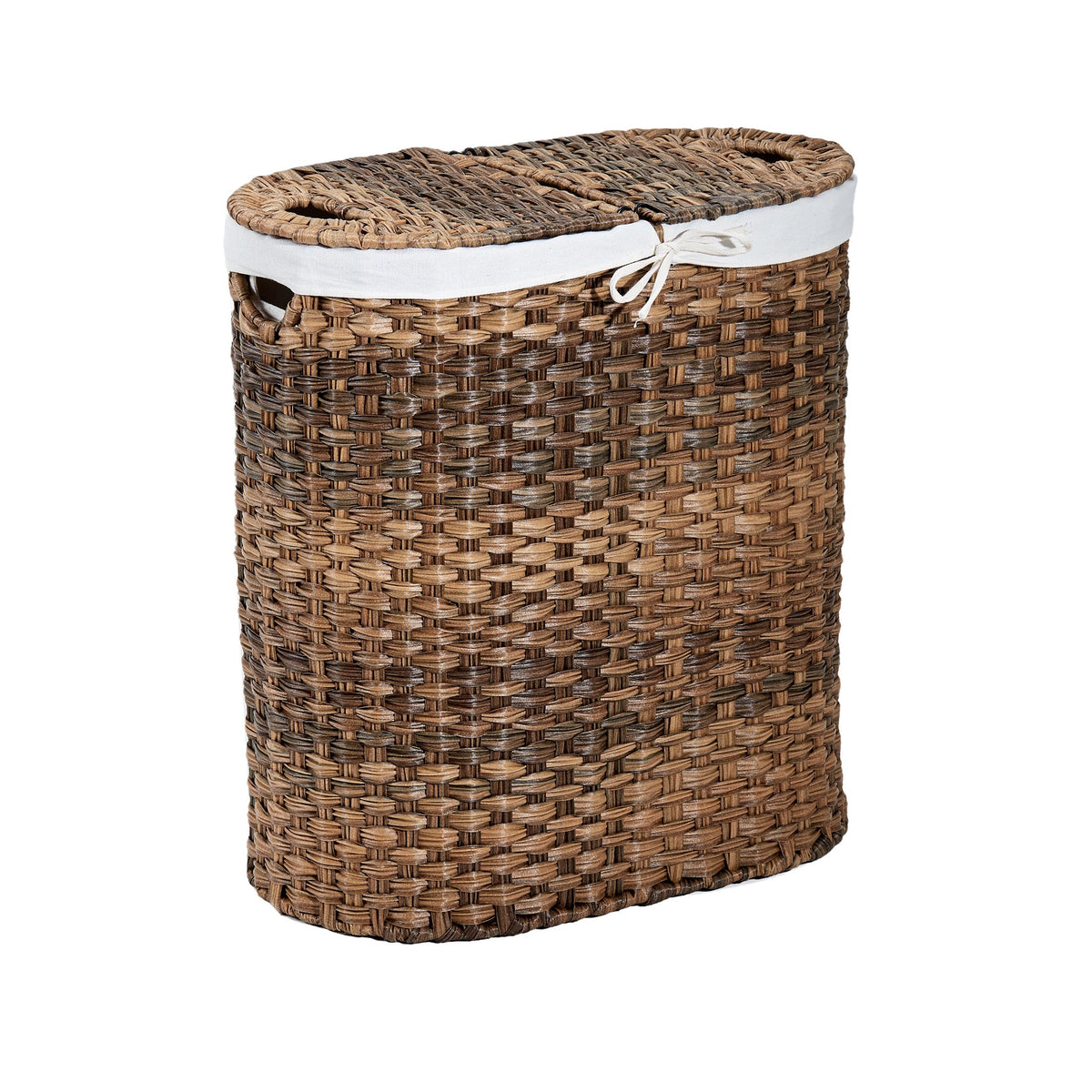 Handwoven Lidded Oval Double Laundry Hamper – Seville Classics