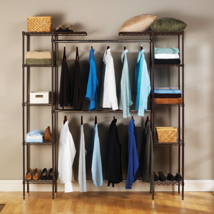 Custom buy Closet Organizer Shelves System Kit Expandable Clothes Storage Metal Rack