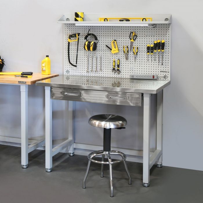 UltraHD® Lighted Workcenter w/ Stainless Steel Top and Pegboard