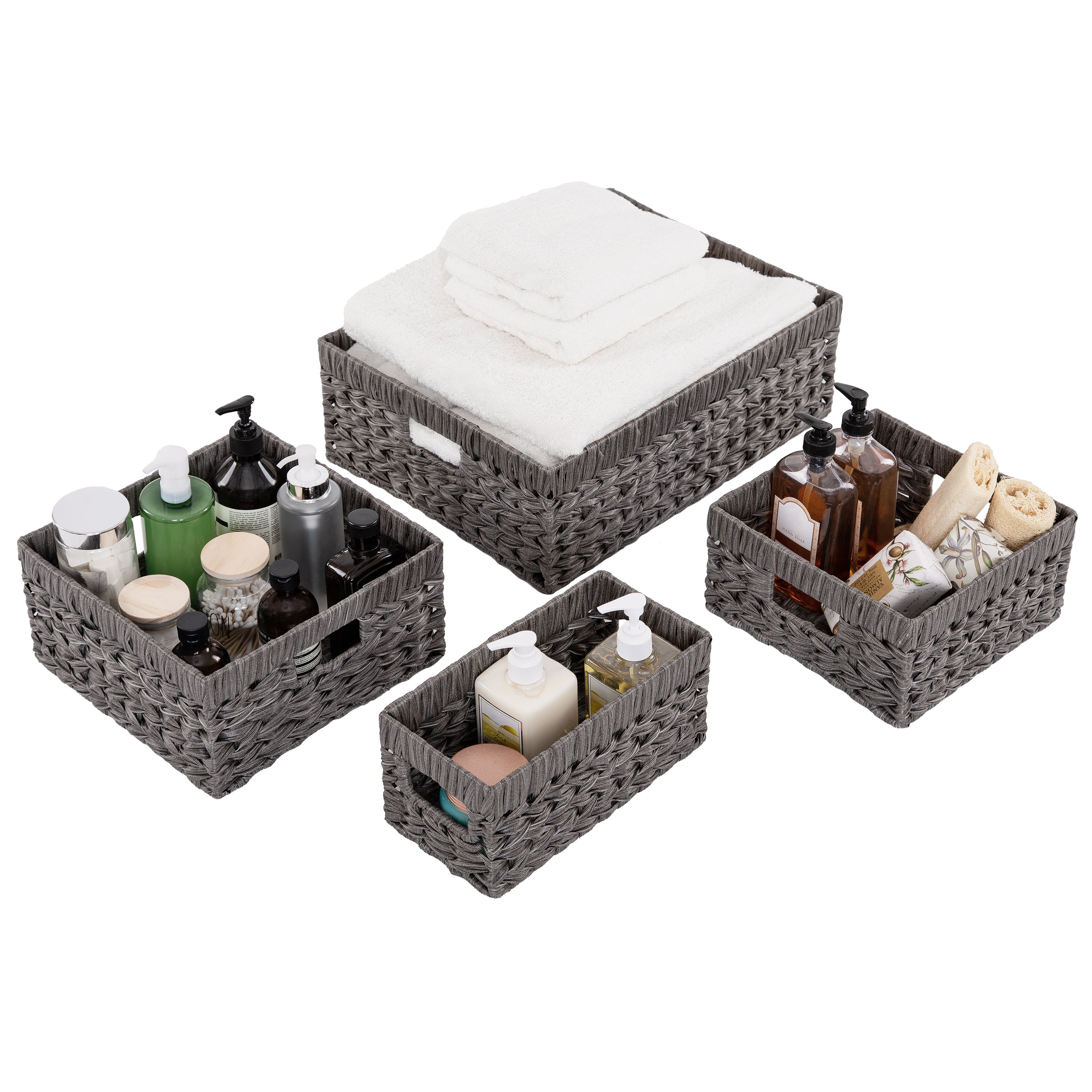 4-Piece Handwoven Modern Grey Storage Basket Set – Classics Seville