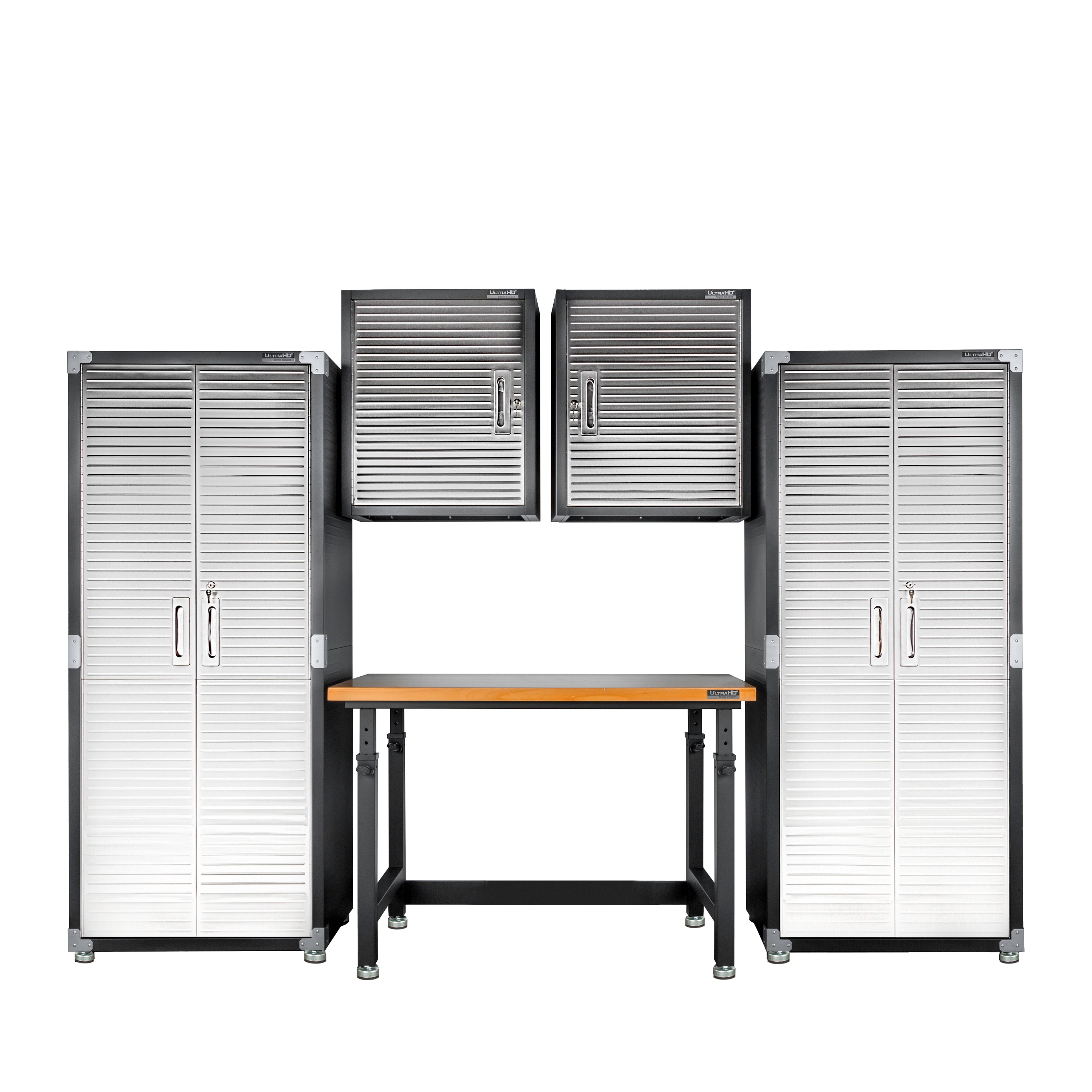 UltraHD® 4-Piece Storage Cabinet System with Workbench – Seville