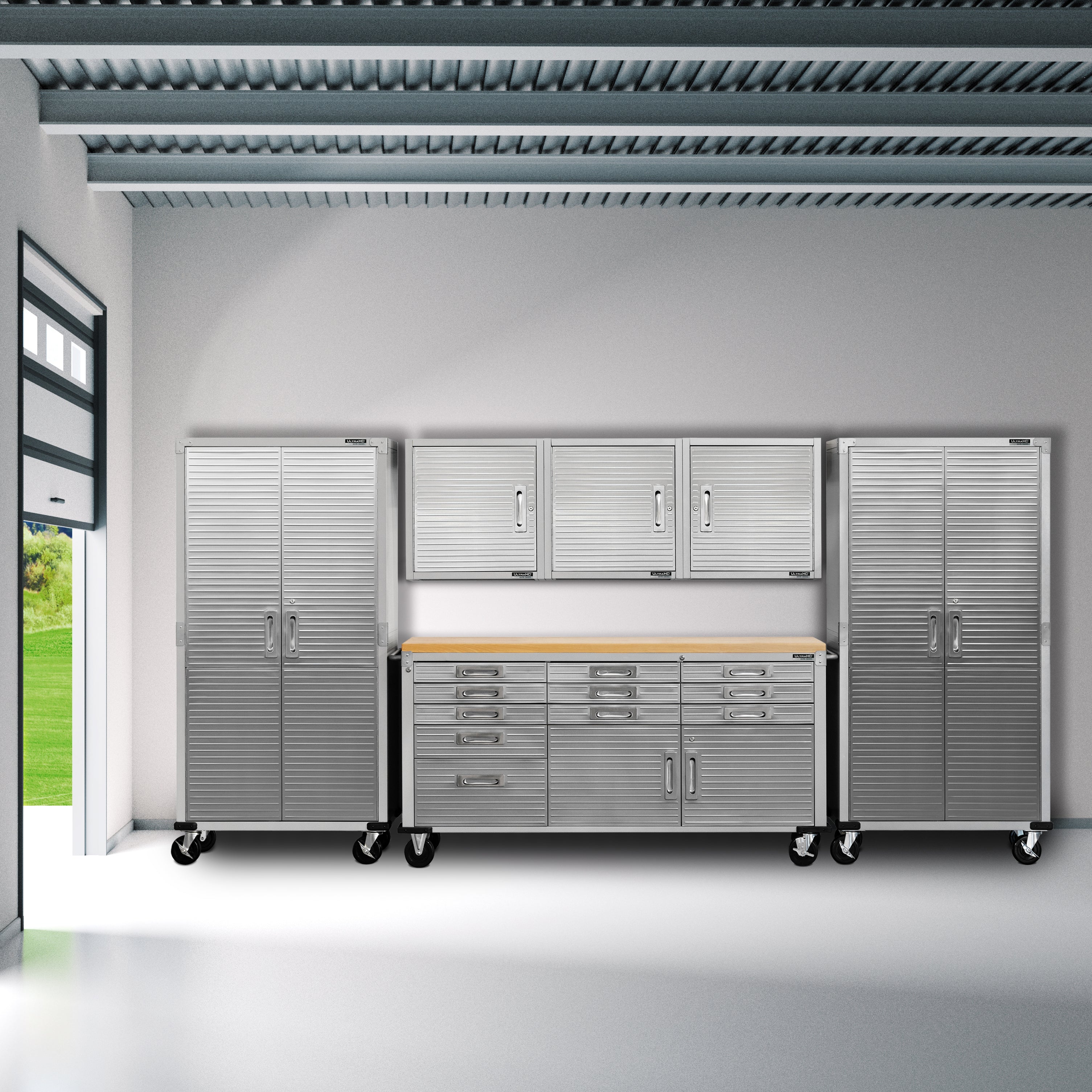 72Storage Cabinet with Wheels for Garage Office Kitchen