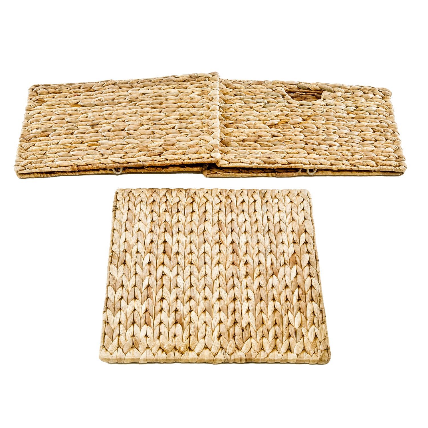 Seville Classics Hand-Woven Hyacinth Storage Cube Basket, Natural - Set of 2